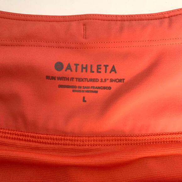 Athleta Women's Run With It Textured 3.5" Short Orange Space Dye Size Large - Picture 6 of 9